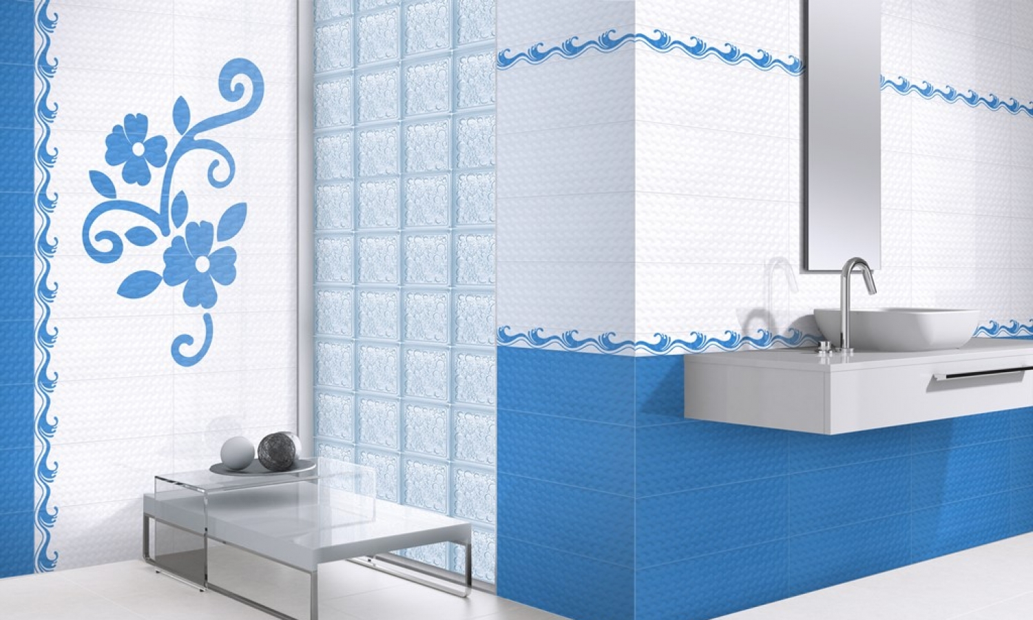 revêtement mural salle de bain 1er choix format 20x50 bleu